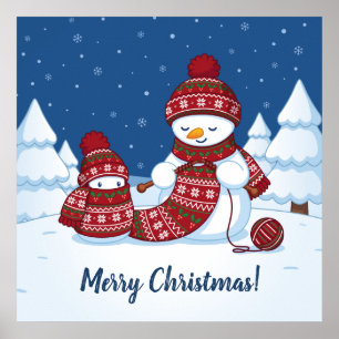 Póster Lenço de confecção de malhas do boneco de neve