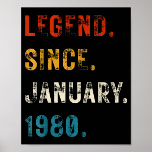 Poster Lenda 1980 Presentes de Aniversário de 46 anos Par
