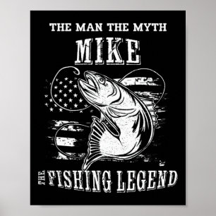 Poster Lenda da Pesca Mito do Homem Mike Nome Personaliza