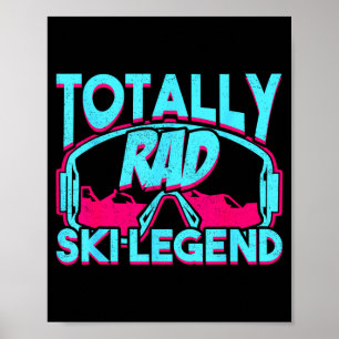 Poster Lenda do esqui radical retro vintage traje de esqu
