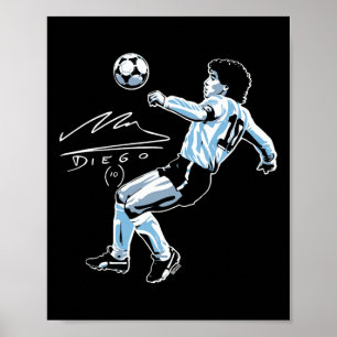 Poster Lenda do Futebol Assinatura dos Anos Oitenta Diego