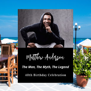 Poster Lenda do mito do homem branco preto de aniversário