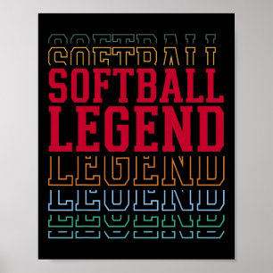 Poster Lenda do Softbol Camisa Engraçada em Camadas Jogad