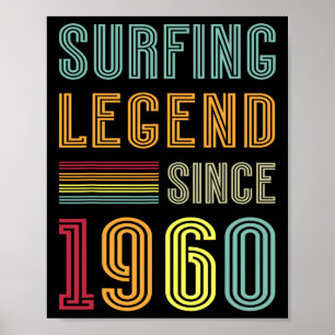 Poster Lenda do Surf 1960 65 Anos Água Surf 65º Aniversár