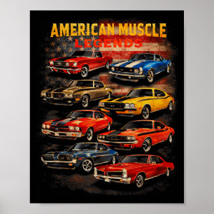 Poster Lendas de Músculo Americano Entusiasta de Carros C