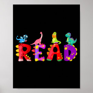 Poster Lendo dinossauro engraçado t rex dino amante de li