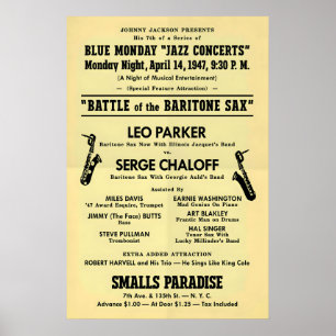 Poster Leo Parker - Serge Chaloff pôster de jazz - Smalls