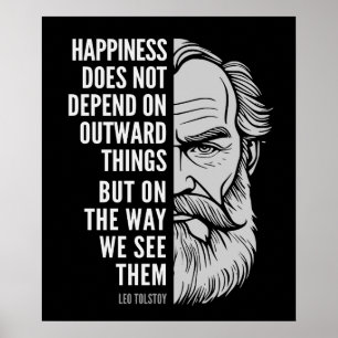 Poster Leo Tolstoy Citação Inspirativa: Felicidade