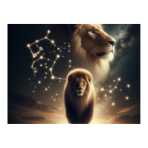 Leo Zodiac Art - Leão Majestoso e Constelação.