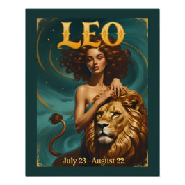 Póster Leo Zodiac Julho Agosto Leão Aniversário