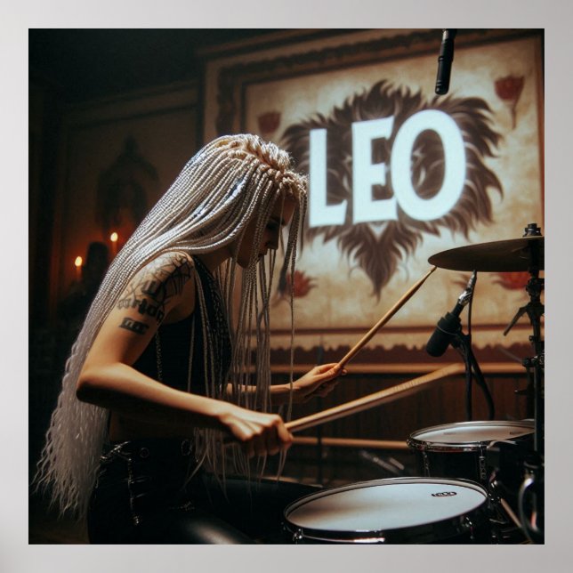 Poster Leo Zodiac Musical Drums (Frente)