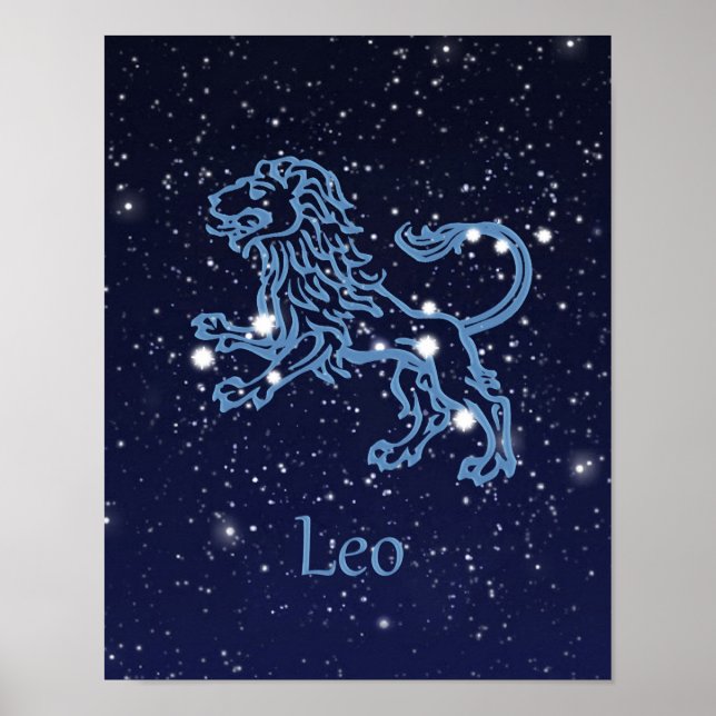 Poster Leo Zodiac Sinal e Constelação (Frente)