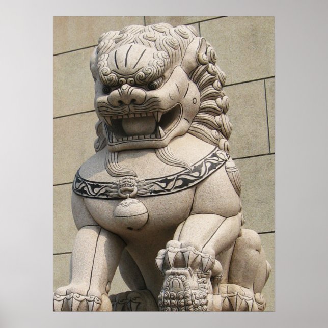 Póster Leoa Guarda Chinesa Foo Dog 石獅 (Frente)