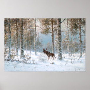 Póster Leodinovich: Alces na floresta
