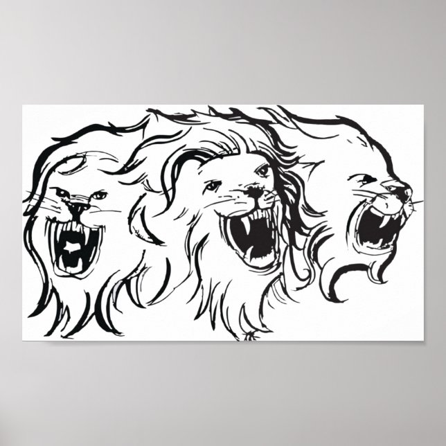 Póster Leões na parede (Frente)