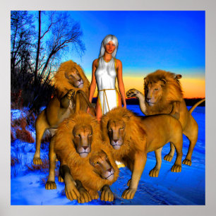 Poster Leões no inverno