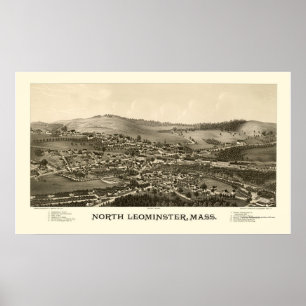 Poster Leominster norte, mapa panorâmico das MÃES - 188