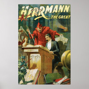Póster Leon Herrmann o ato mágico do grande vintage do ~