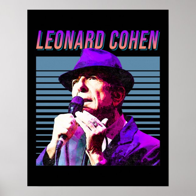 Poster Leonard Cohen desbotou Design estético Vintage dos (Frente)