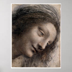Póster Leonardo da Vinci a cabeça do Virgin