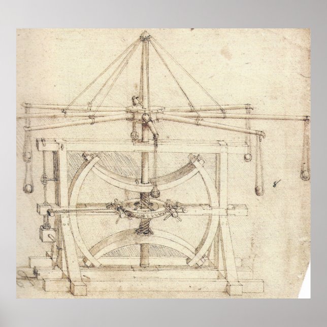 Poster Leonardo da Vinci (Desenho Mecânico por Volta-a-Vo (Frente)
