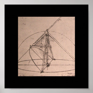 Póster Leonardo da Vinci, design para um compasso