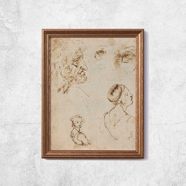 Poster Leonardo Da Vinci esboça arte famosa
