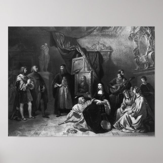 Póster Leonardo da Vinci pintando o Gioconda (Frente)