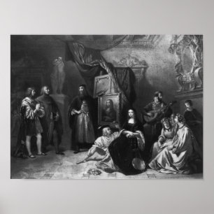 Póster Leonardo da Vinci que pinta o Gioconda