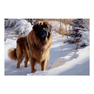 Póster Leonberger Deixe Nevar Natal