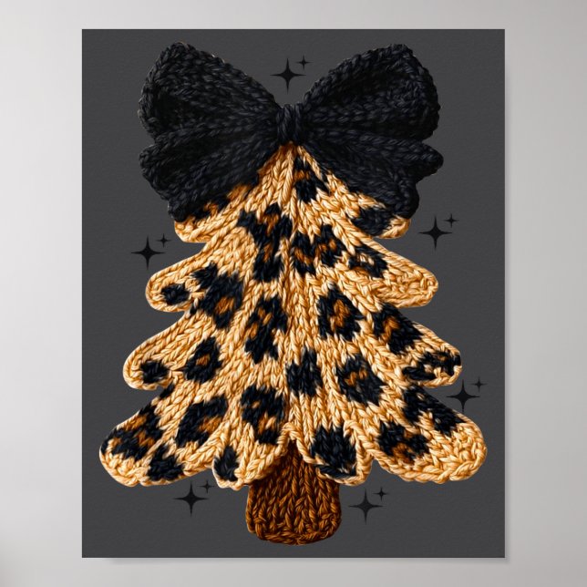 Poster Leopard Christmas Tree,christmas Coquette Bow Yarn (Frente)
