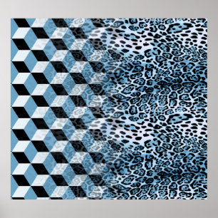 Poster Leopard Geométrico, Design de Pele Animal.