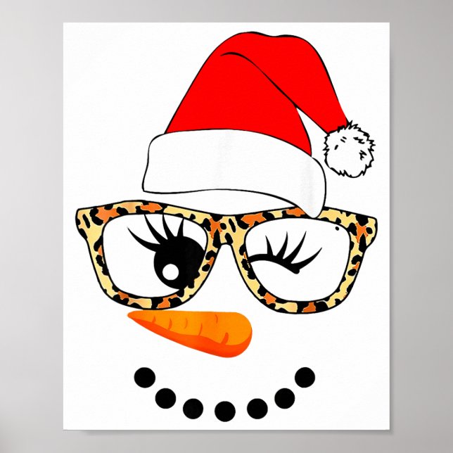 Poster Leopard Gles Santa Claus Snowman Face Christmas Co (Frente)