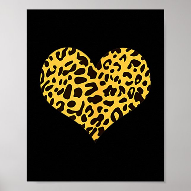 Poster Leopard Heart Valentines Girlfriend Boyfriend Gift (Frente)