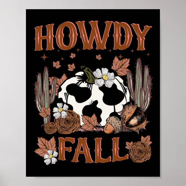 Poster Leopard Howdy Fall Western Pumpkin outono Tha (Frente)