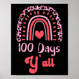 Poster Leopard Rainbow 100 dias Yall 100th Day School Tea