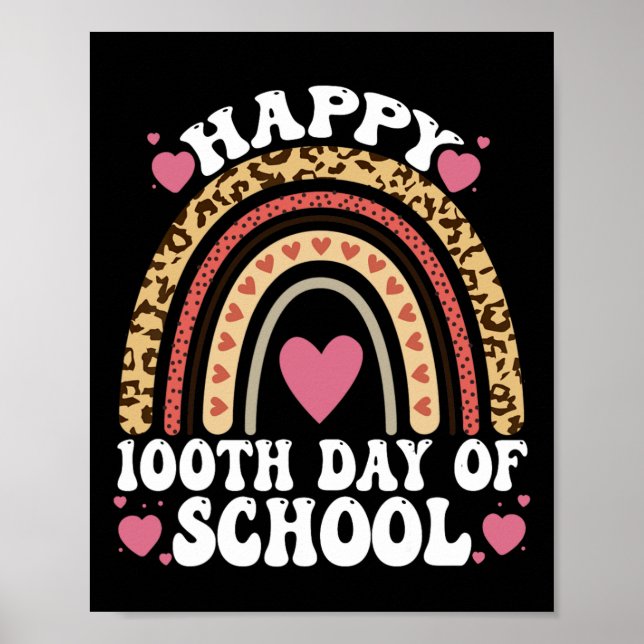Poster Leopard Rainbow Feliz 100º Dia da Escola 100 Da (Frente)