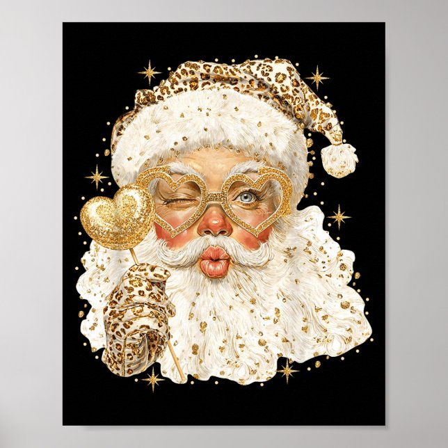 Poster Leopard Santa Christmas Funny Gift For Women, Girl (Frente)