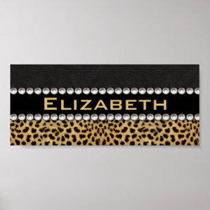 Poster Leopard Spot Rhinestone Diamantes Monograma FOTO