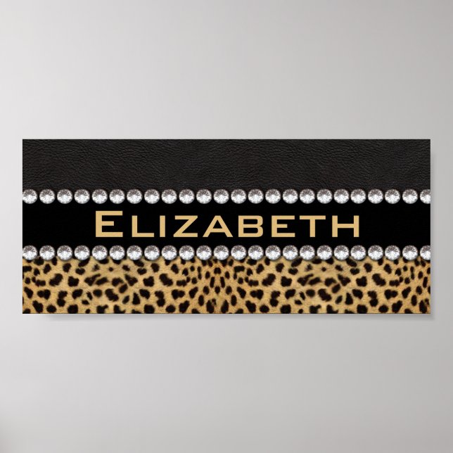 Poster Leopard Spot Rhinestone Diamantes Monograma FOTO (Frente)