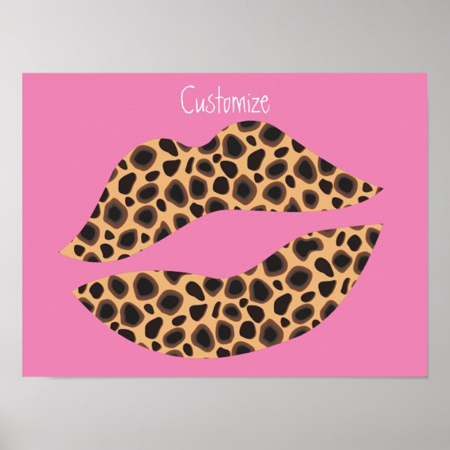 Poster Leopard Spots Lipstick Kiss (Frente)
