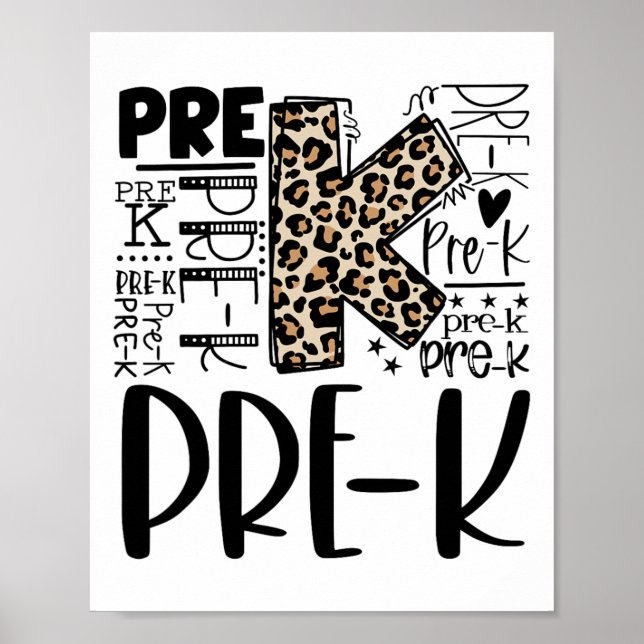 Poster Leopard Typografia Prek Ck Para Professores (Frente)
