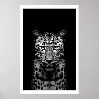 Poster Leopard Wall Art Black and White Photography