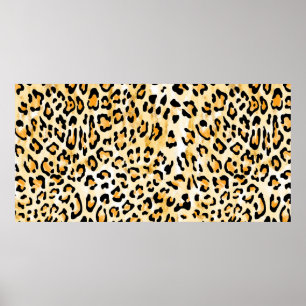 Poster leopardo amarelo e branco desenhado à mão