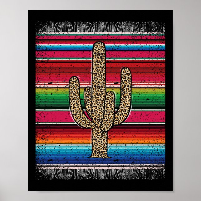 Poster Leopardo Cactus Mexicano Cinco de Mayo (Frente)