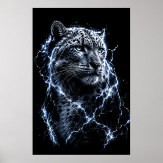 Poster Leopardo-da-neve Elétrico | Retrato do Grande Feli