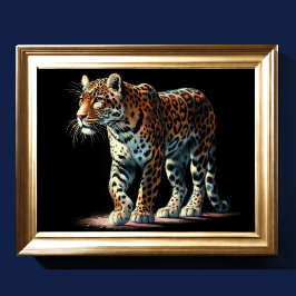 Poster Leopardo Desenho de Pastel duro