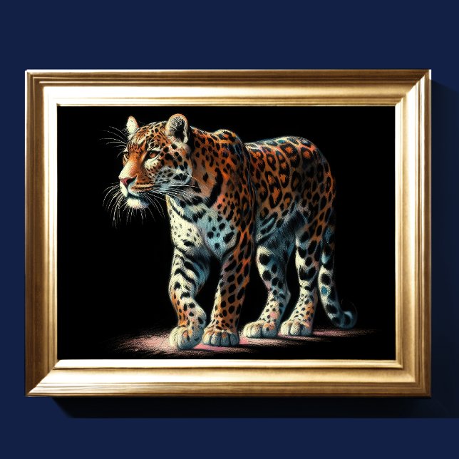 Poster Leopardo Desenho de Pastel duro (Criador carregado)