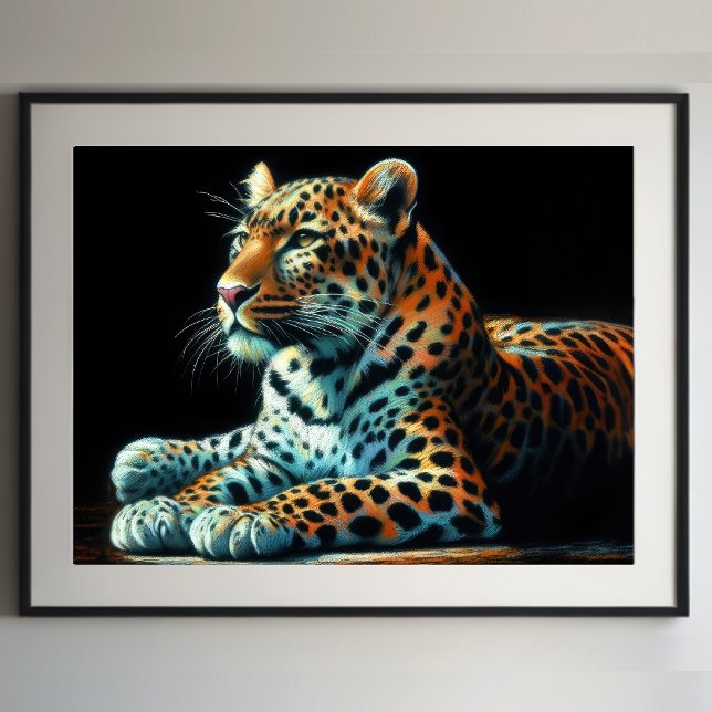 Poster Leopardo-Desenho de Pastel duro II (Criador carregado)