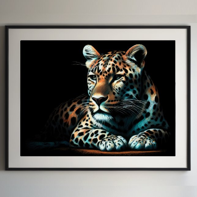 Poster Leopardo-Desenho de Pastel duro III (Criador carregado)